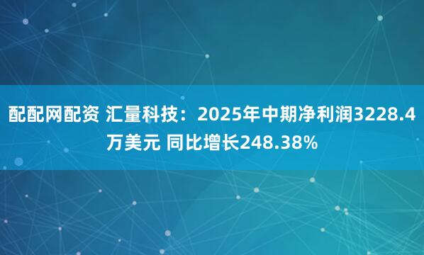 配配网配资 汇量科技：2025年中期净利润3228.4万美元 同比增长248.38%
